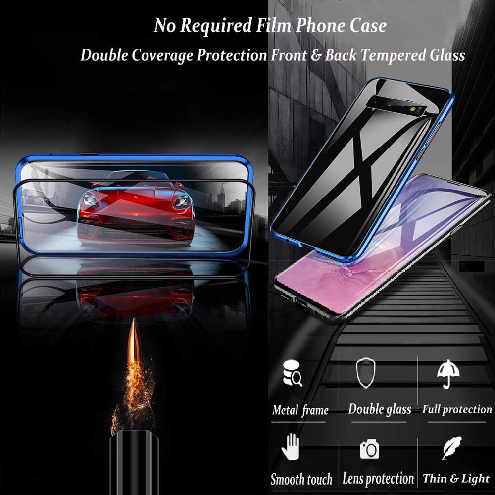 Tongdaytech Magnetic Case For Samsung Galaxy S20 S10 S9 S8 Plus 360 Protective Metal Tempered Glass Cover For Note 10 9 8 Plus