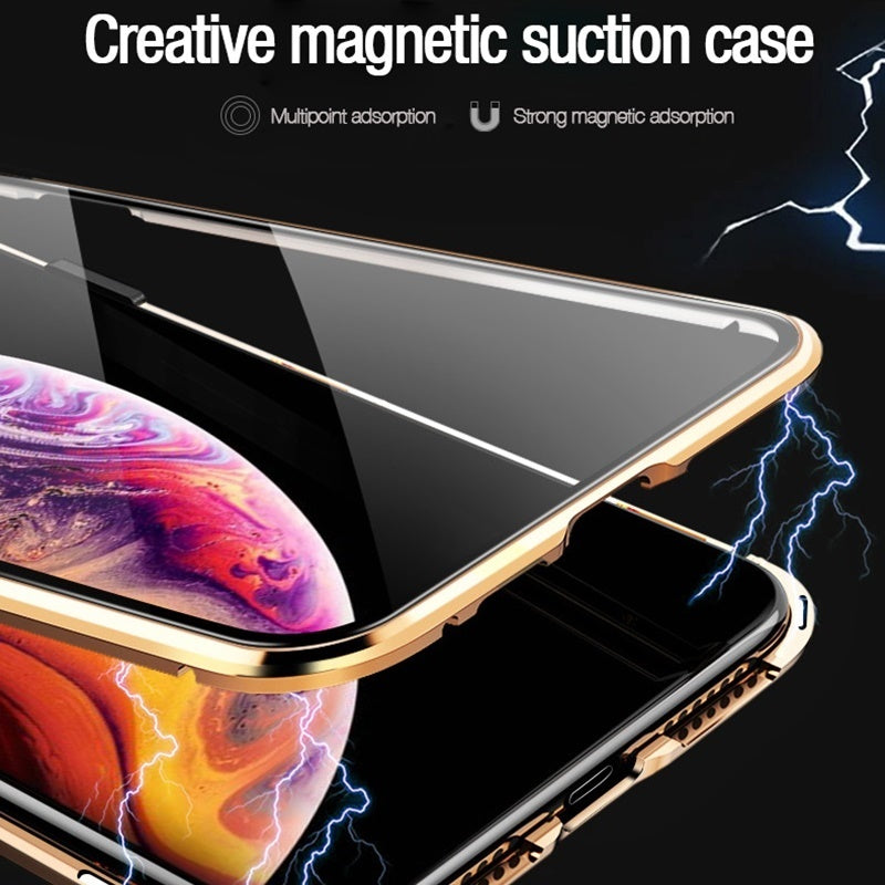 Tongdaytech Magnetic Privacy Case Tempered Glass Coque 360 Metal Phone Cover For Iphone SE XR XS X 11 12 13 Pro MAX 8 7 6 Plus